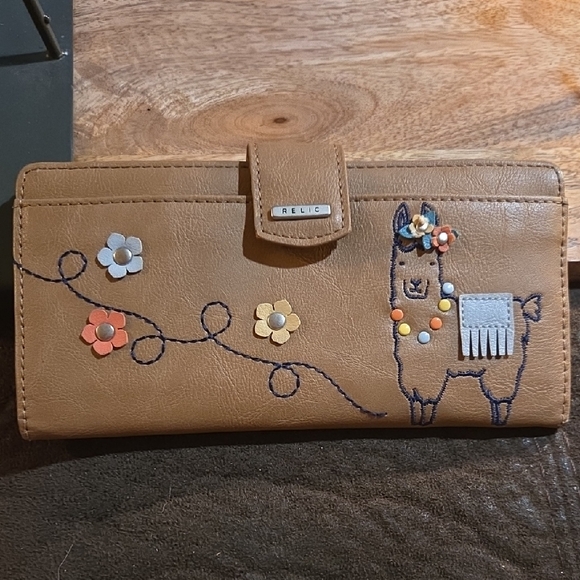 Relic Handbags - Relic Brown Wallet with Llama and Floral Accents